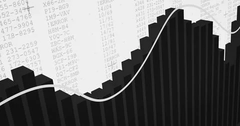 Image of financial data processing and arrow on white background Stock Illustration