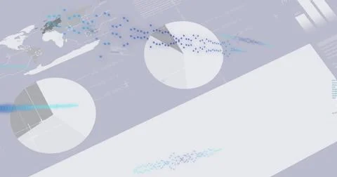Image of financial data processing and statistics over light background Stock Illustration