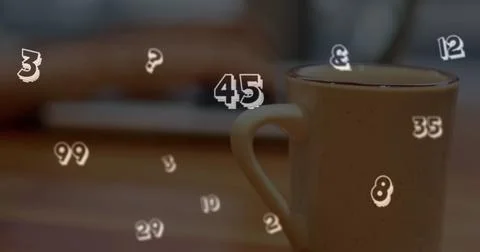 Image of financial data processing and numbers over woman using laptop イラスト素材