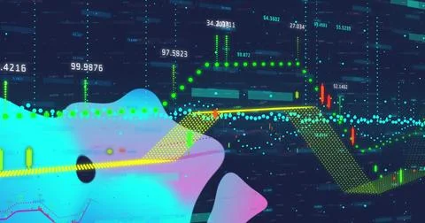 Image of financial data processing and statistics Illustrazione stock