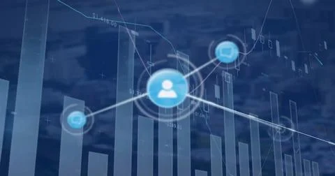 Image of financial data processing and networks of connections イラスト素材