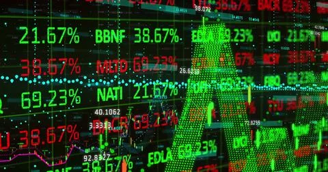 Image of financial data processing and statistics recording Stock Illustration