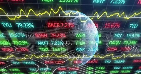Image of financial data processing and globe on digital screen Stock Illustration
