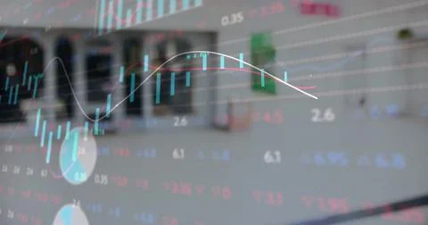 Image of financial data processing and binary coding Stock Photos