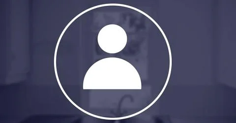 Image of financial data processing and people icon over office 스톡 사진
