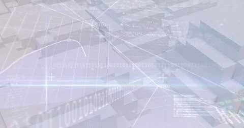 Image of financial data processing and binary coding on digital screen 写真素材