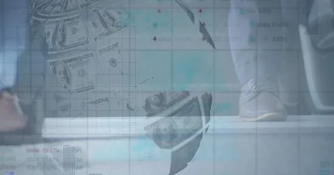 Image of financial data processing and globe over Stock Photos