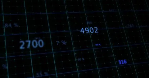 Image of financial data processing on black background 스톡 일러스트