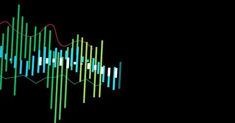 Image of financial data processing on black background Stock Illustration