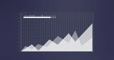 Image of financial data processing on black background Illustrazione stock