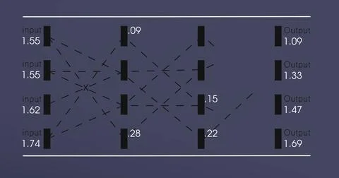 Image of financial data processing on black background イラスト素材