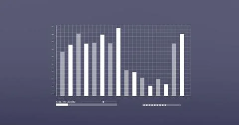Image of financial data processing on black background イラスト素材