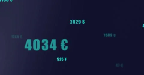 Image of financial data processing on black background 스톡 일러스트