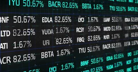 Image of financial data processing on black background 스톡 사진