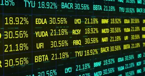 Image of financial data processing on black background 스톡 사진