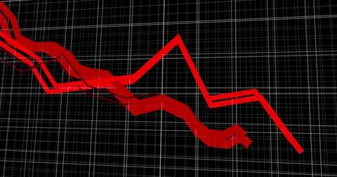 Image of financial data processing on black background Stockfoto's
