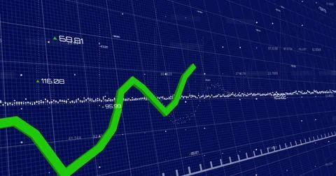 Image of financial data processing on black background Stock Photos