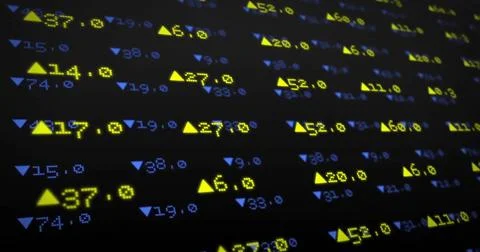 Image of financial data processing on black background 스톡 사진