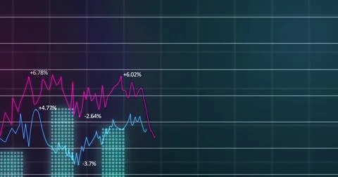 Image of financial data processing on black background Stock Photos