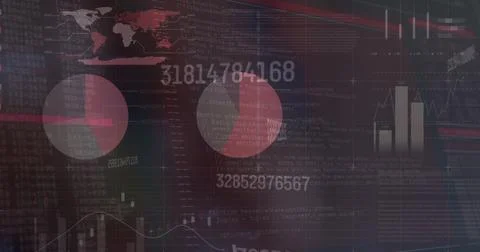 Image of financial data processing on black background 스톡 사진