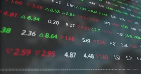 Image of financial data processing on black background 写真素材