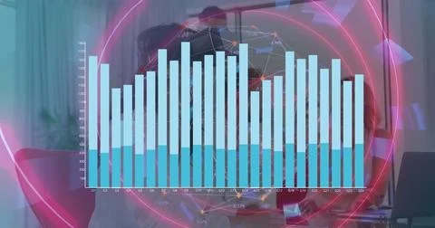Image of financial data processing on black background Stock Photos