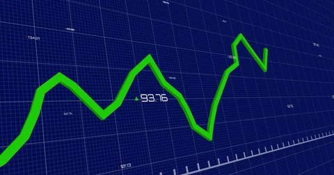 Image of financial data processing on blue background Stock Photos