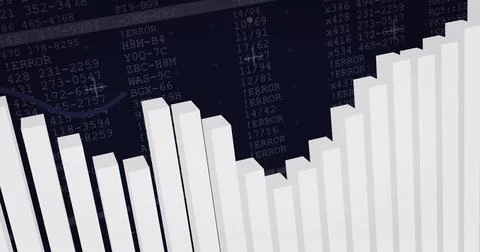 Image of financial data processing on blue background Stock Photos