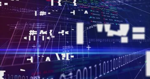 Image of financial data processing on digital screen Stockillustratie