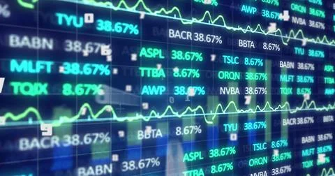 Image of financial data processing on digital screen 스톡 일러스트