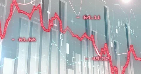 Image of financial data processing with graph on grey background Stock Illustration