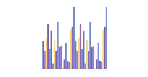 Image of financial data processing with graph on white background Illustrazione stock