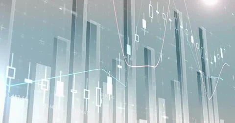Image of financial data processing on grey background 스톡 사진