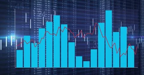 Image of financial data processing with light trails on black background 스톡 일러스트