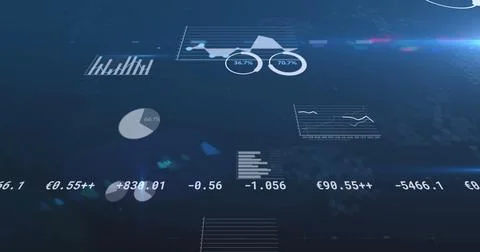 Image of financial data processing, numbers changing and statistics Stock Illustration