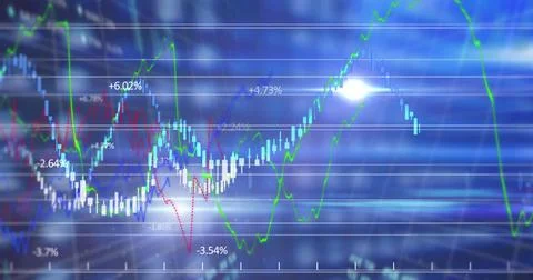 Image of financial data processing over dark background 库存插图