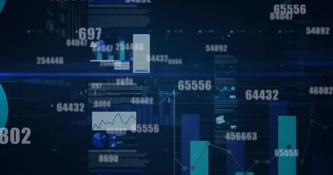 Image of financial data processing over black background 库存插图