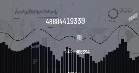 Image of financial data processing over white background Stockillustratie