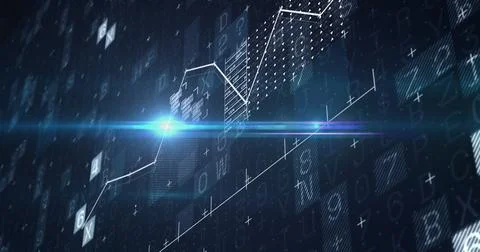 Image of financial data processing over black background Stock Illustration