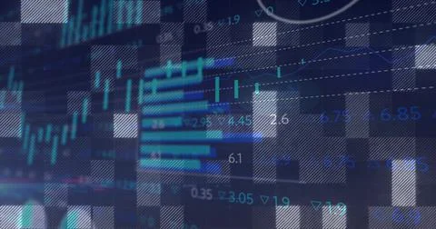 Image of financial data processing over black background Stock Illustration