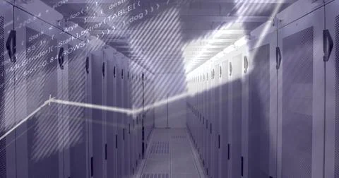 Image of financial data processing over server room Stockillustratie