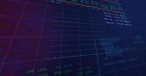 Image of financial data processing over grid イラスト素材