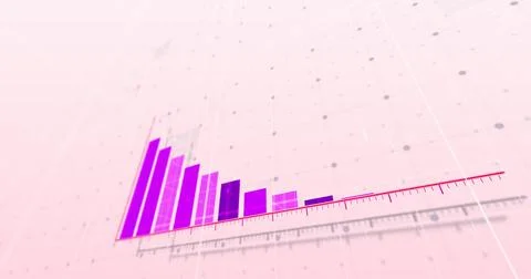 Image of financial data processing over pink background Illustrazione stock