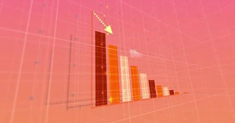 Image of financial data processing over pink background Illustrazione stock