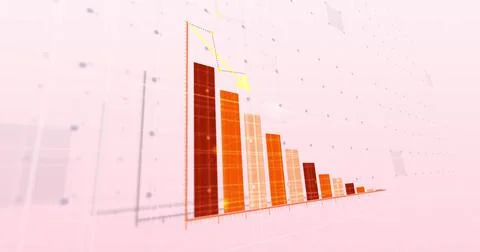 Image of financial data processing over pink background Stock Illustration
