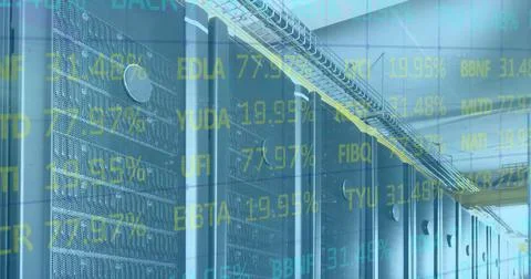 Image of financial data processing over computer servers Stock Illustration