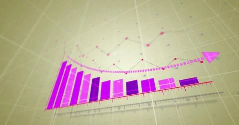 Image of financial data processing over yellow background Stock Illustration