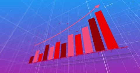 Image of financial data processing over blue background 库存插图