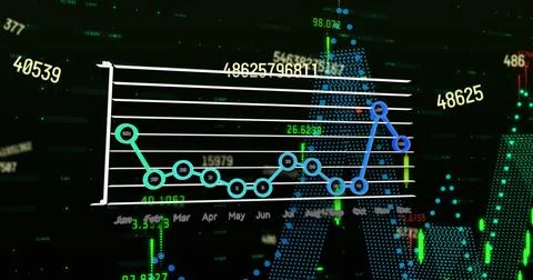 Image of financial data processing over dark background Stockillustratie