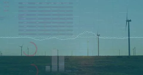 Image of financial data processing over combine in agriculture field Stock Illustration